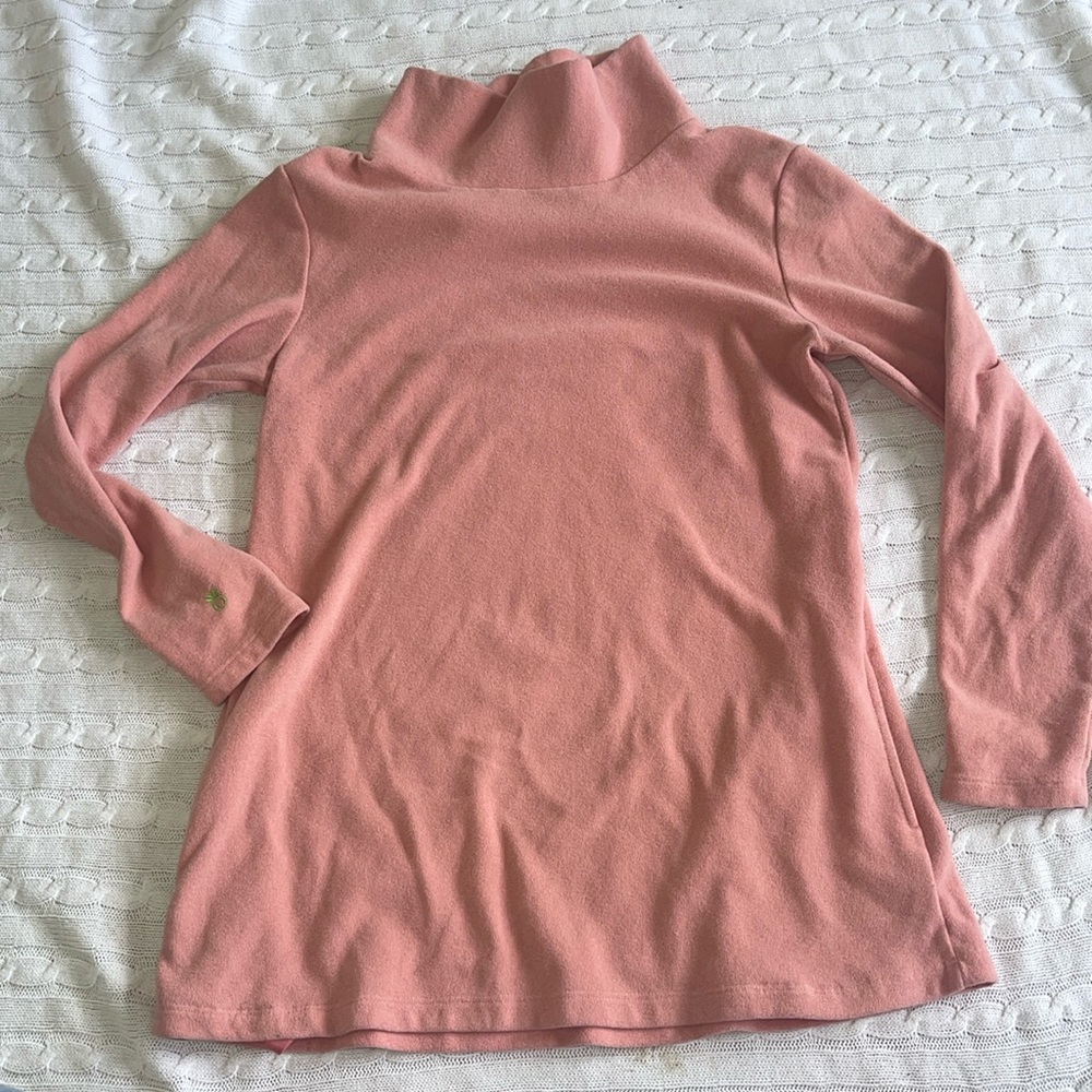 Dudley Stephens pink cobble hill fleece turtleneck M island coral color